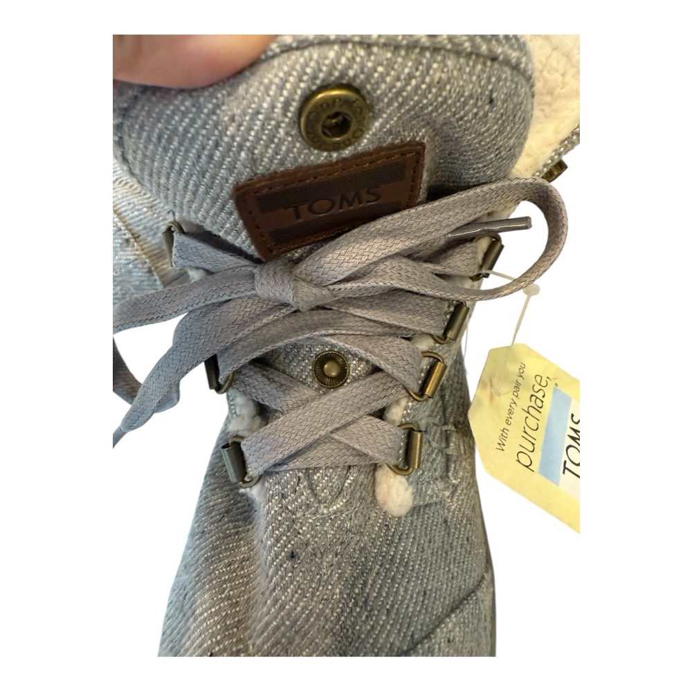 TOMS Botas Highlands Grey Wool Fleck Fleece Faux Shearling Boots Women’s 9 NWT - Picture 11 of 13